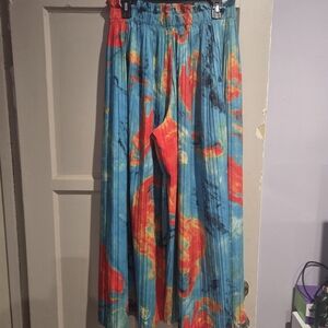 Heat Seeking Blue and Orange Tie-Dye Wide Leg Pants